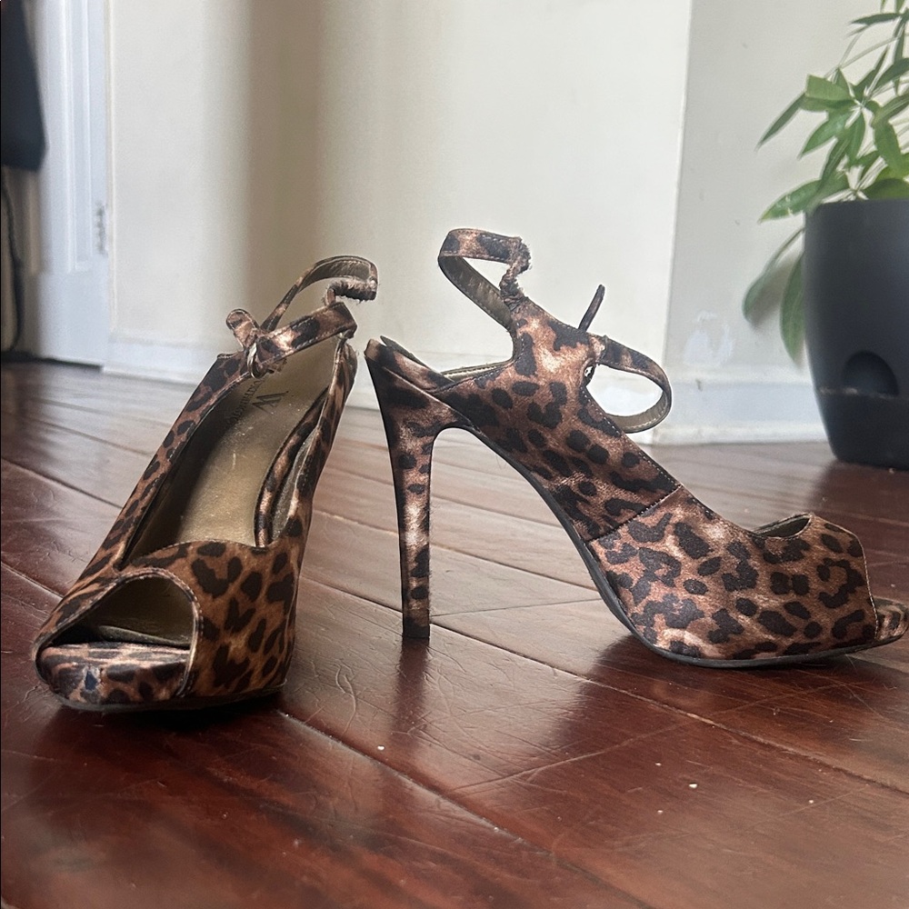 Worthington Animal Print Peep Toe Heels